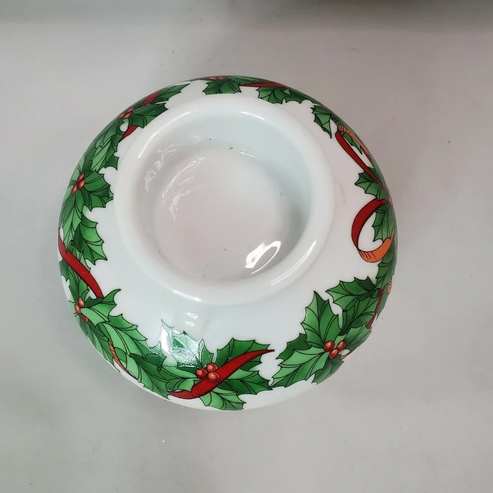 Vintage Wicks N Sticks Japan Berries 'N' Bows Votive Candle Holder Christmas